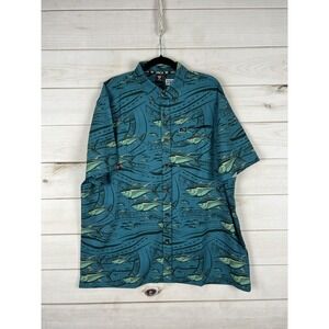 Tanoa Shirt Mens XL Blue Ahi 4-Way Stretch Hawaiian Tropical Button Up TS4WS017